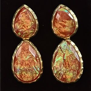 Amrita Singh Coral Teardrop Resin pierced Earrings